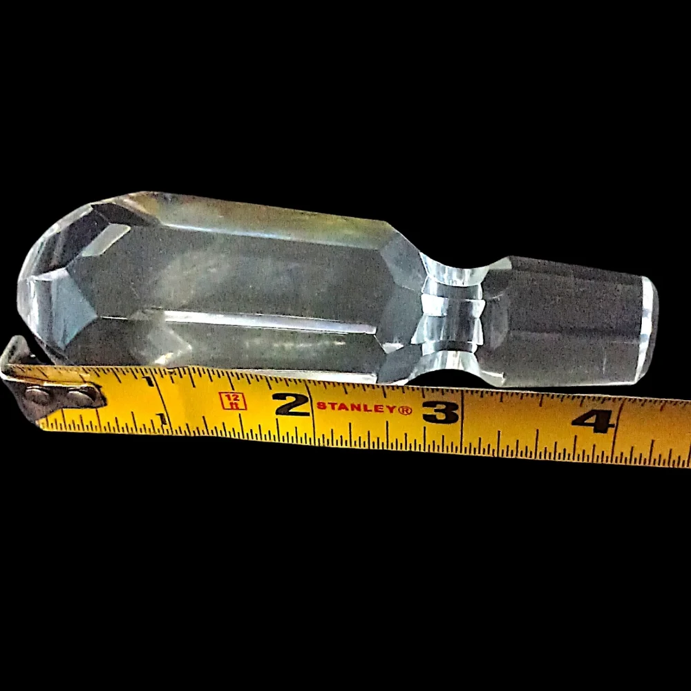 Vintage Hand Cut Crystal Bottle Stopper Wine Cork Clear Heavy Mid Century Modern